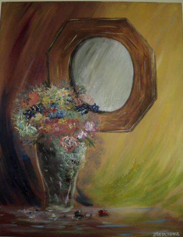 Flowers Against Mirror